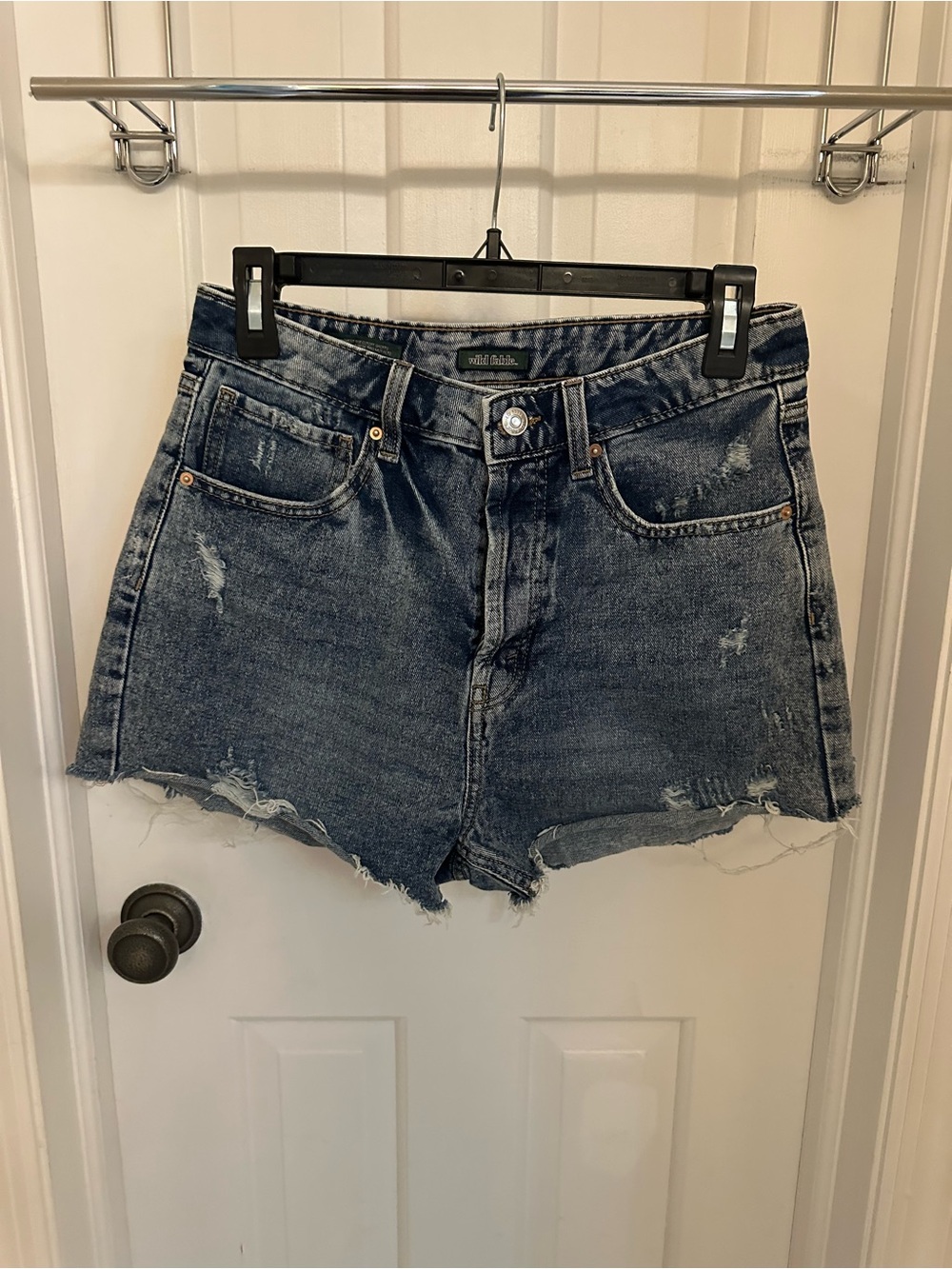 wild fable Distressed Dark Blue Denim Cutoff Shorts